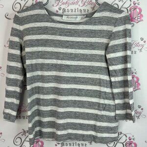 Contemporaine shirt long sleeve white Gray Striped Long Sleeve Tee stripes